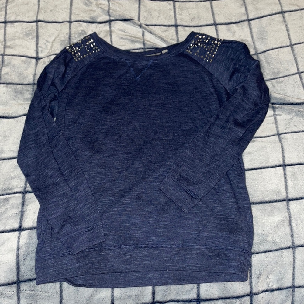Blue long sleeve with embellished shoulder
